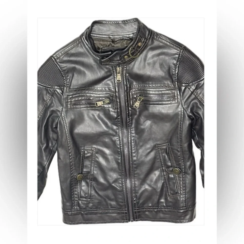 Urban Republic Black Faux Leather Jacket Kid size 5/6